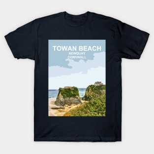 Towan Beach Newquay Cornwall. Cornish gift. Travel poster T-Shirt